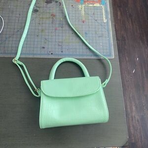 Mint Green Crocodile-Embossed Handbag